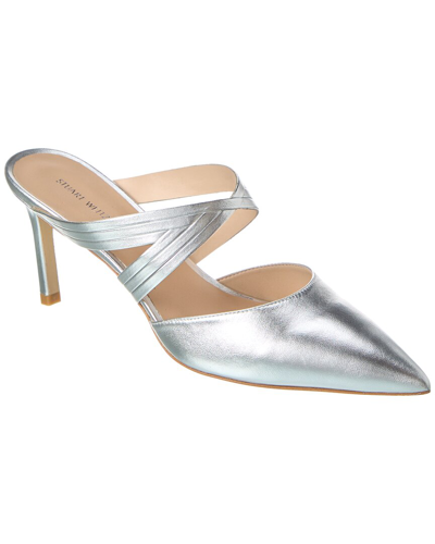 Stuart Weitzman Cutout Leather Mule In Silver