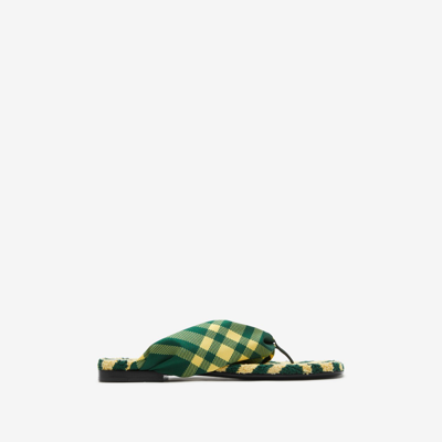 Burberry Check Pool Slides In Green