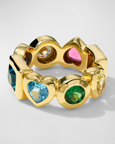 Ippolita 18k Gold Caramella Rainbow Stone Ring With Diamond