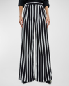 ALICE AND OLIVIA POMPEY HIGH-RISE WIDE-LEG STRIPED PANTS