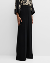 Max Mara Ercole High-rise Wide-leg Crepe Pants In Black