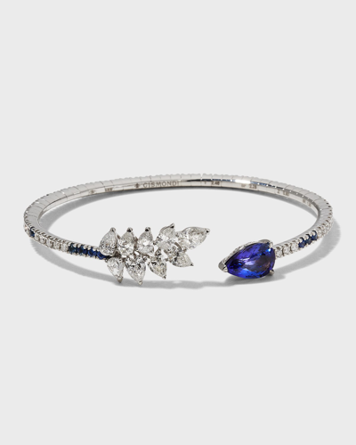 Gismondi 1754 Essenza 18k White Gold Tanzanite And Diamond Bracelet With Blue Sapphires In Green