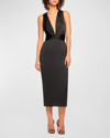 Ramy Brook Talon Sleeveless Deep V-neck Midi Sheath Dress In Black