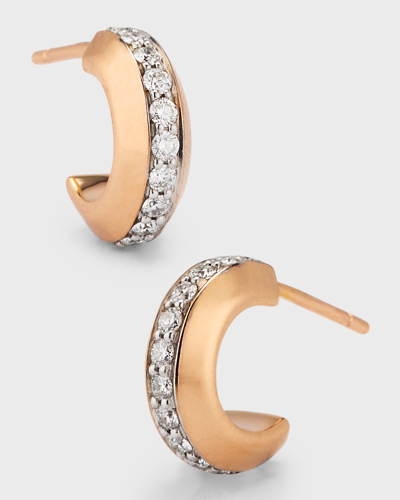 Walters Faith Grant 18k Rose Gold And Diamond Knife Edge Huggie Earrings In 40 White