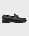 Gucci Men's New Dark Rubber Bit Loafers In Black