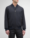 Zegna Wool Trofeo Elements Bomber Jacket In Navy Solid
