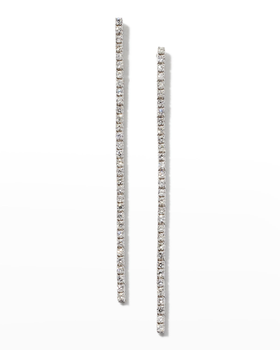 Frederic Sage 18k White Gold Microset Round Diamond Medium Line Hanging Drop Earrings In Metallic