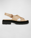 Vince Helena Leather Crisscross Slingback Sandals In Dune Beige Leathe