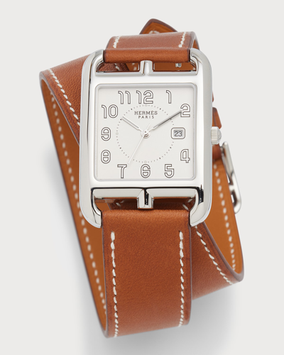 Herms Cape Cod Watch, Large Model, 37 Mm In Brown