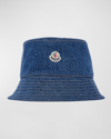 MONCLER DENIM LOGO PATCH BUCKET HAT