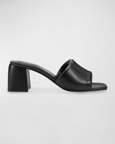 Marc Fisher Ltd Padded Leather Mule Sandals In Black Leather