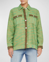 L Agence Jeanine Tweed Shacket In Fern Multi Tweed