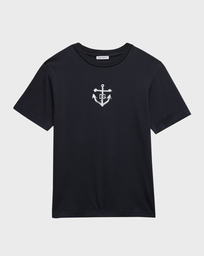 Dolce & Gabbana Kids' Boy's Anchor Short-sleeve Graphic T-shirt In Navy