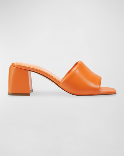 Marc Fisher Ltd Padded Leather Mule Sandals In Orange Leather