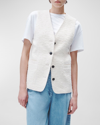 Rag & Bone Erin Striped Cotton And Linen-blend Twill Vest In Ivory