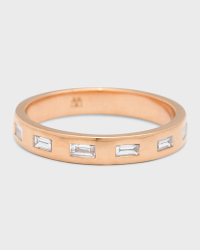 Walters Faith Ottoline Rose Gold Band Ring With Gypsy-set Baguettes In 40 White