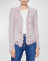 L Agence Azure Fringe Cardigan Blazer In Dusty Pink