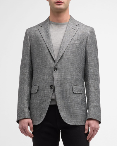 Zegna Men's Two-tone Check Sport Coat In Medium Gray Check