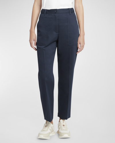 Moncler Mid-rise Straight-leg Cotton Stretch Trousers In Navy