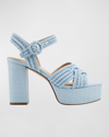 MARC FISHER LTD CHESSE WOVEN CRISSCROSS ANKLE-STRAP PLATFORM SANDALS