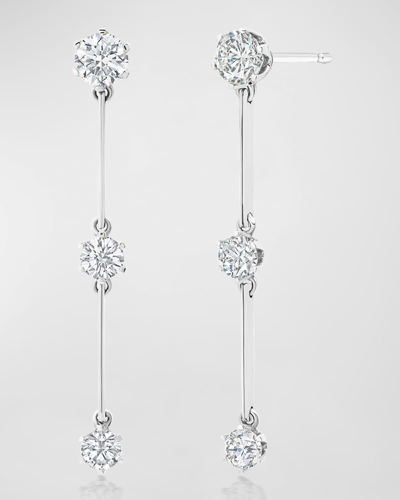 Graziela Gems 18k White Gold Floating Diamond Triple Drop Earrings In Metallic