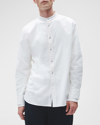 Rag & Bone Landon Band Collar Stretch Cotton Button-up Shirt In Marsh