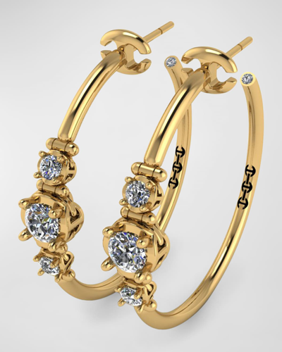 Hoorsenbuhs 18k Yellow Gold Hoop Earrings With Diamonds, 25mm In 40 White