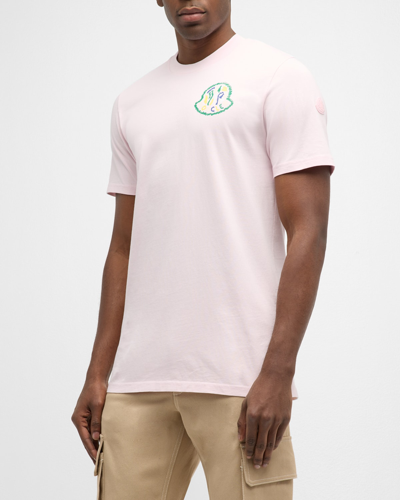 Moncler Men's Stencil Logo T-shirt In Light Pink
