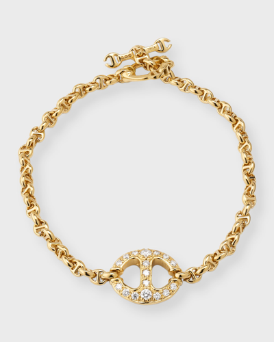 Hoorsenbuhs 18k Yellow Gold Micro Chain Bracelet With Diamonds In 40 White