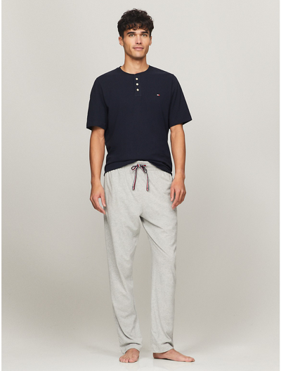 Tommy Hilfiger Sueded Jersey Henley Sleep Shirt In Navy
