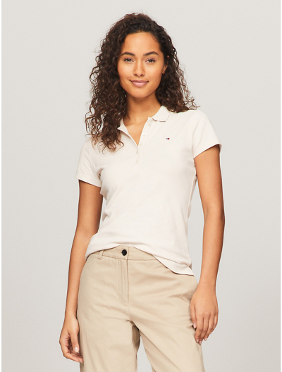 Tommy Hilfiger Slim Fit Stretch Cotton Polo In Feather White