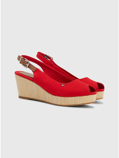 Tommy Hilfiger Slingback Wedge Sandal In Primary Red