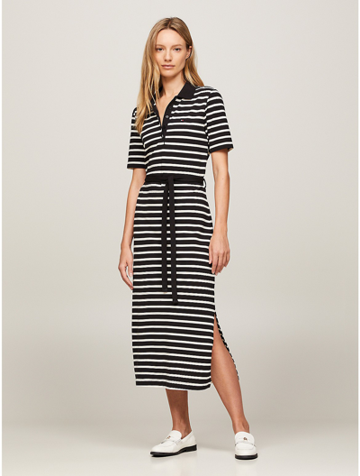 Tommy Hilfiger Breton Stripe Midi Polo Dress In Breton Stripe/black/calico  | ModeSens