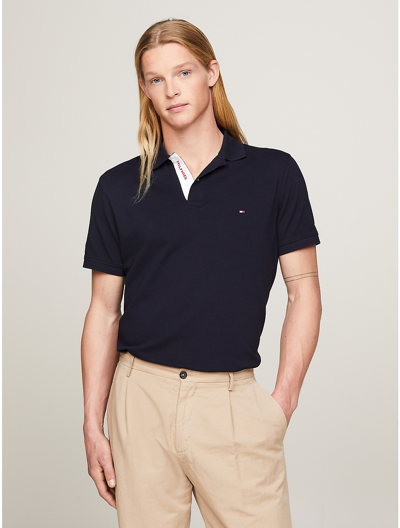 Tommy Hilfiger Regular Fit Monotype Placket Polo In Navy