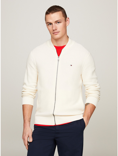 Tommy Hilfiger Textured Knit Zip Sweater In Calico