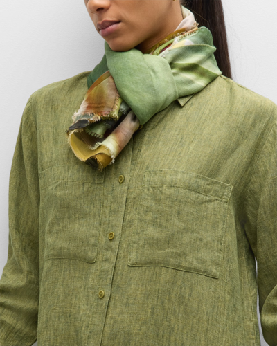 Faliero Sarti Watercolor Print Modal & Silk Scarf In Green