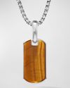 David Yurman Men's Chevron Tag Enhancer With Tiger's Eye In Silver, 21mm In Bte