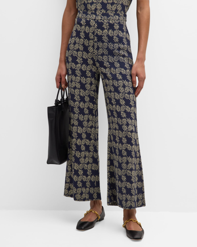The Great The Dance Flare Pants In Navy Scattered Da