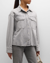 Agolde Gwen Slice Denim Shirt In Rain