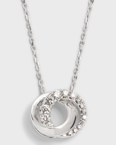 Frederic Sage 18k White Gold Small Love Halo Half Diamond Pendant Necklace