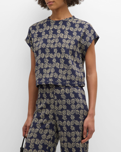 The Great The Wander Short-sleeve Top In Navy Scattered Da