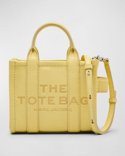 Marc Jacobs The Leather Mini Tote Bag In Custard/nickel