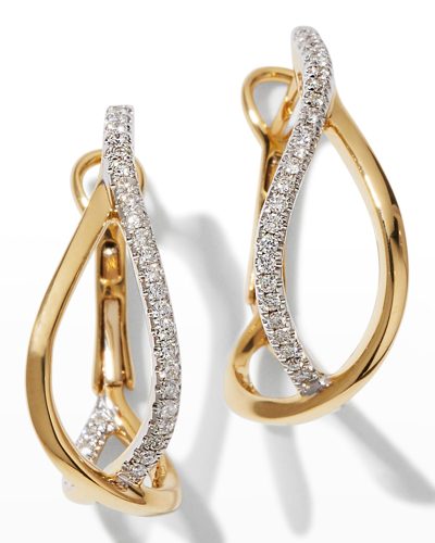 Frederic Sage 18k Yellow Gold Small Crossover Hoop Earrings With Diamonds