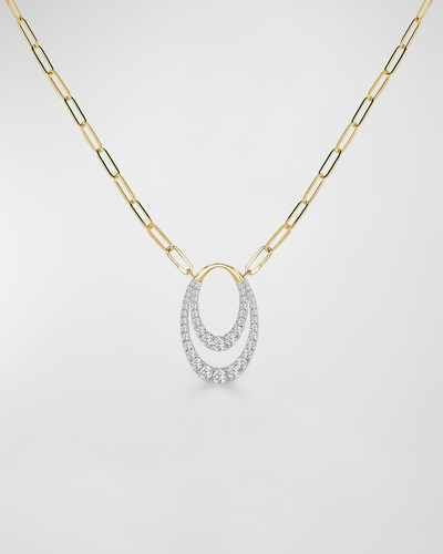 Frederic Sage 18k Yellow And White Gold Double Vertical Oval Diamond Pendant Necklace