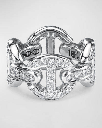 Hoorsenbuhs 18k White Gold Quad Link Antiquated Ring In 40 White