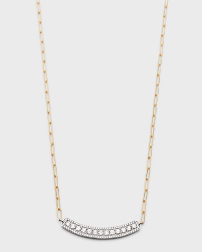 Frederic Sage 18k Yellow And White Gold Large Single Row Horizontal Curved Bar Necklace In Metallic
