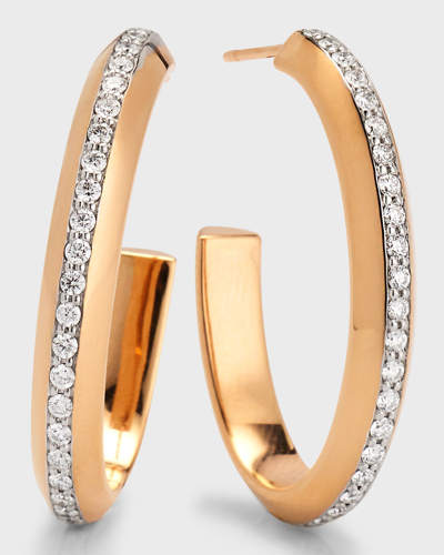 Walters Faith 18k Rose Gold Diamond Knife Edge Hoop Earrings In 40 White