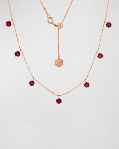 Graziela Gems 18k 5-station Floating Sapphire Necklace In 15 Rose Gold