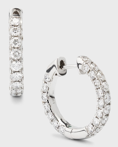 Graziela Gems 18k White Gold 3-side Diamond Hoop Earrings In 10 White Gold