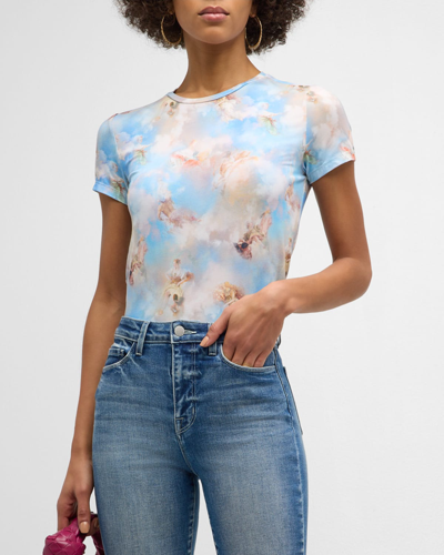 L Agence Ressi Angel Short-sleeve Tee In Ly Blue Multi Ren